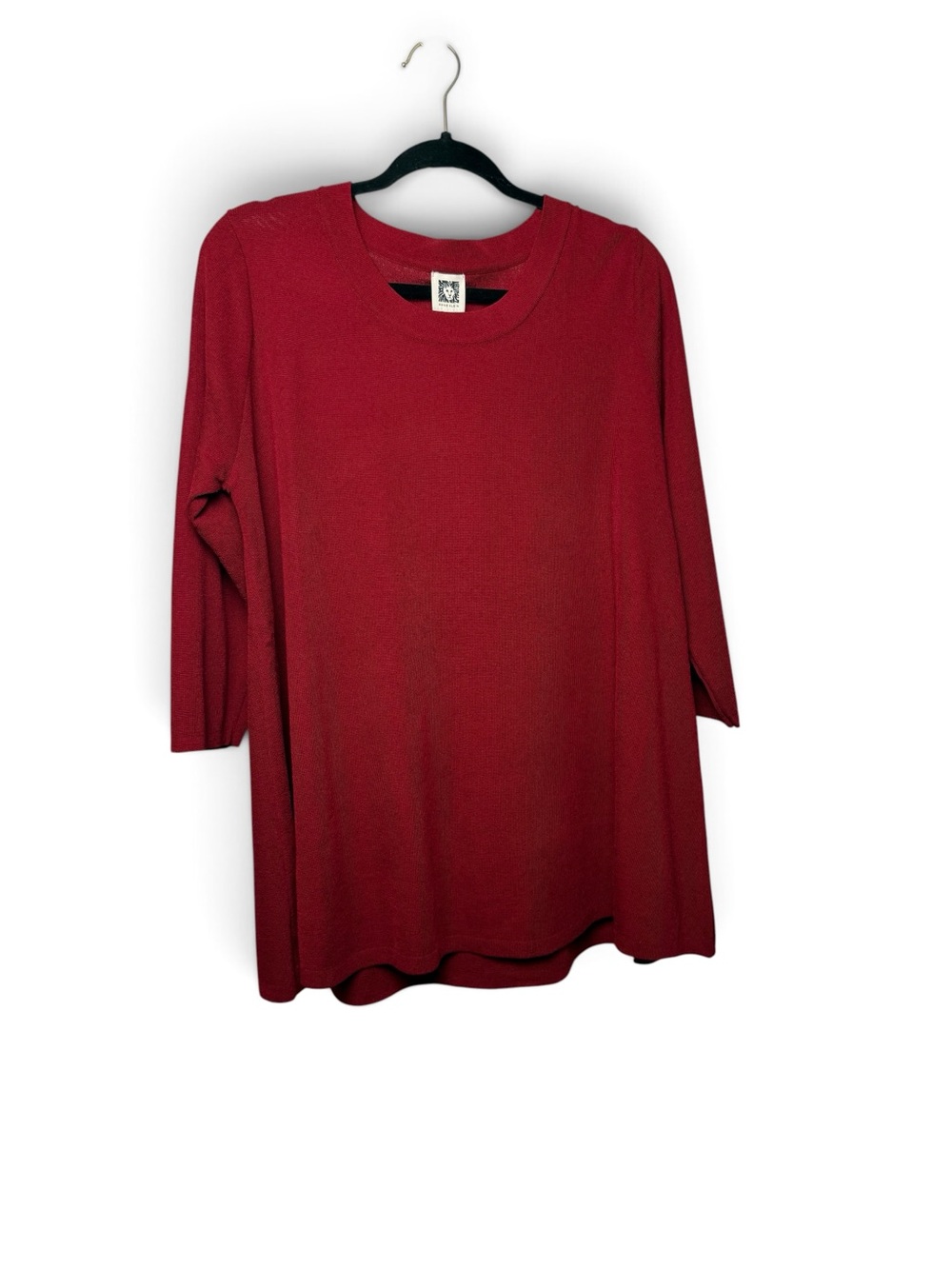 NWT Anne Klein Woman 1X Deep Red 3/4 Sleeve Knit Tunic Top